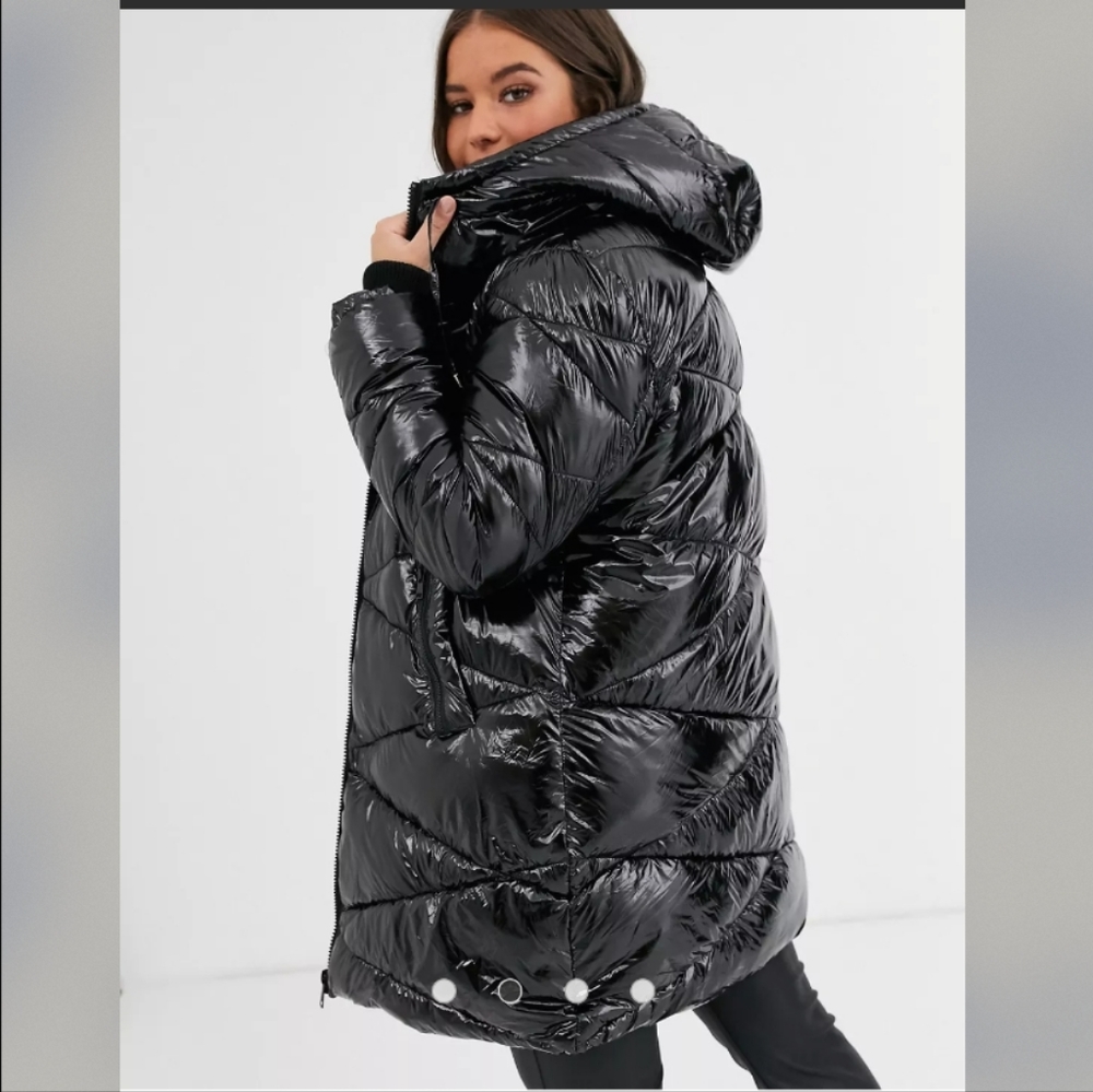 Koko wet look longline padded coat